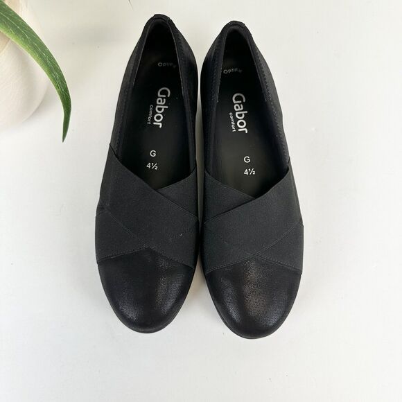Gabor Matilda Slip On Ballet Flat Black Shimmer Leather Loafer Shoe UK 4.5 US 7‎ - Picture 3 of 9
